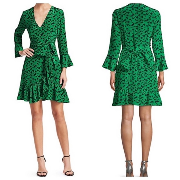 Tanya Taylor Nomi Green Silk Wrap Dress 4 - Picture 6 of 11